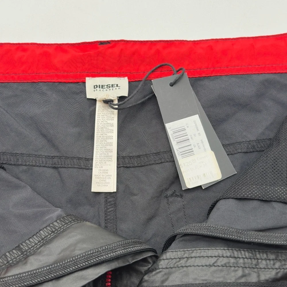 Diesel Waykeeki-F Board Shorts Men' Size 36 Metallic Swim Trunks Wet Look Coated